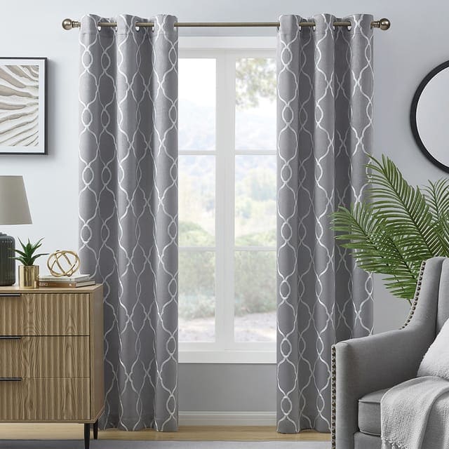 Alona Lattice curtains in dark grey