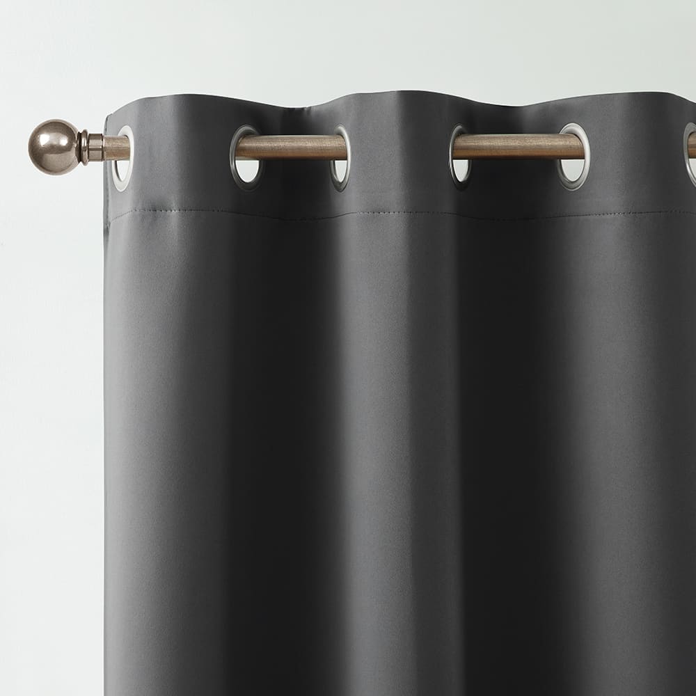 Close-up of the top of a Alona grey panel on its rod