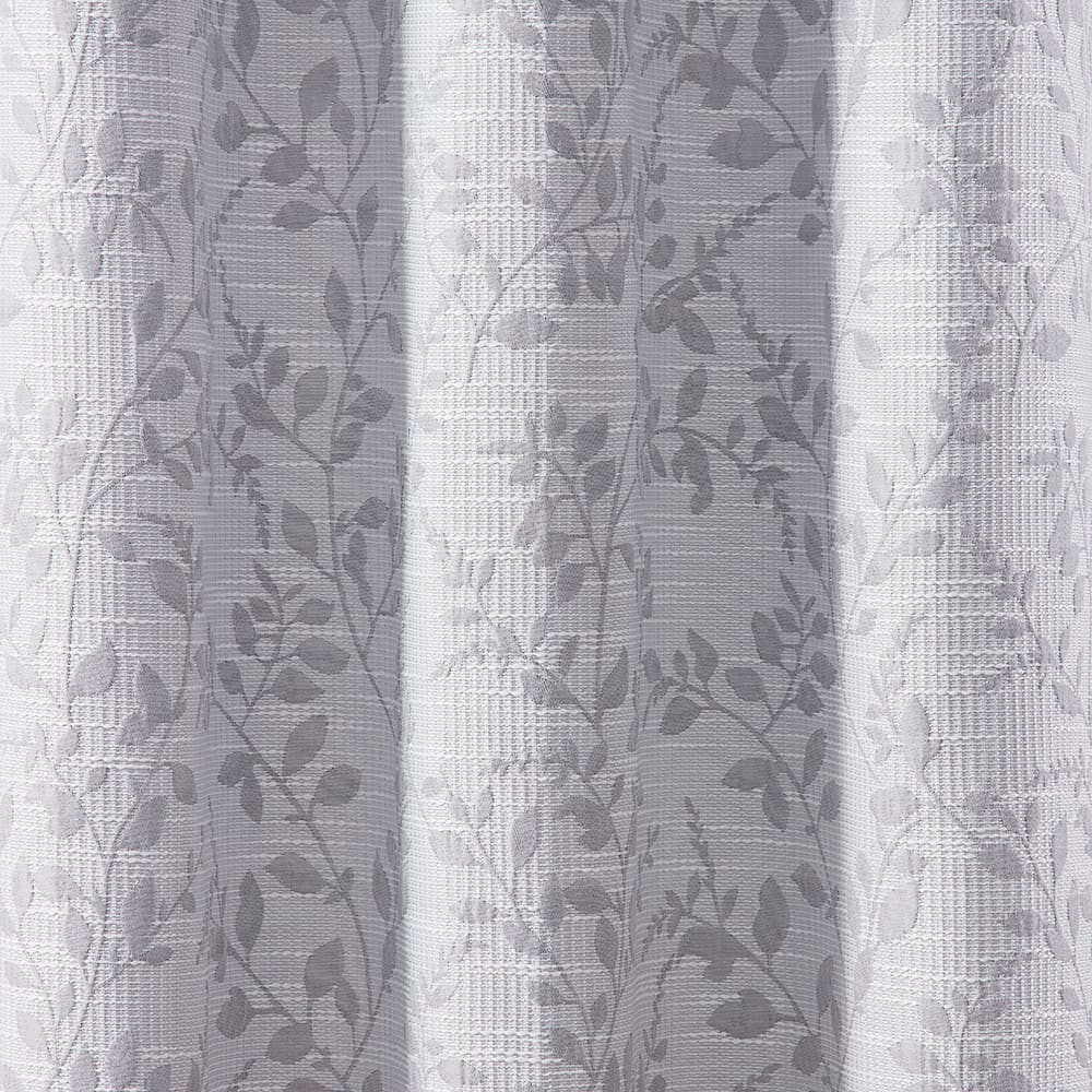 The folds of a Carmel Leaves gray panel, close up