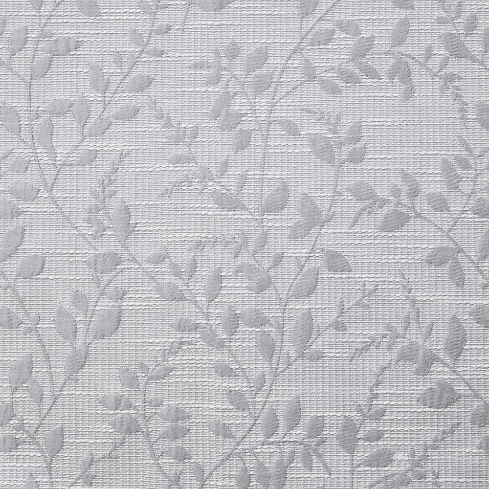 Flat close-up of the Carmel Leaves gray fabric