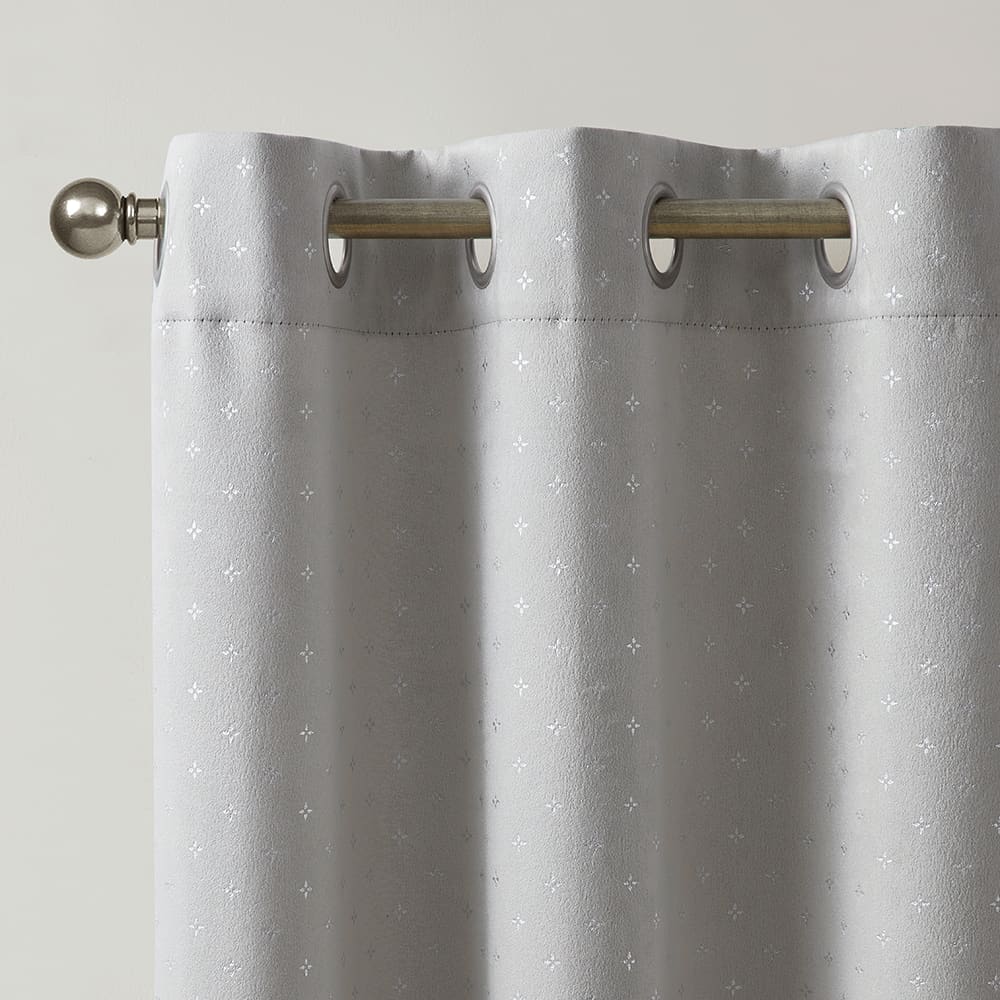 Close-up of the top of a Marquee grey with silver foil panel on its rod
