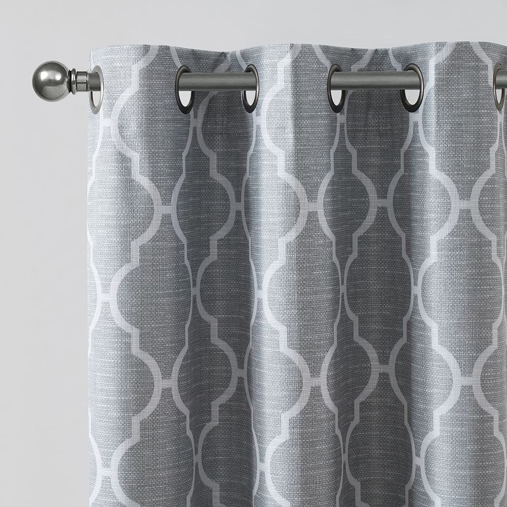 Close-up of the top of a Trellis grey panel on its rod